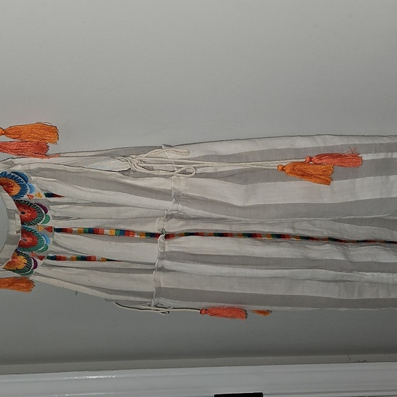 Altar'd State Women's Bohemian Embroidered Dress with Tassels M - Picture 7 of 12